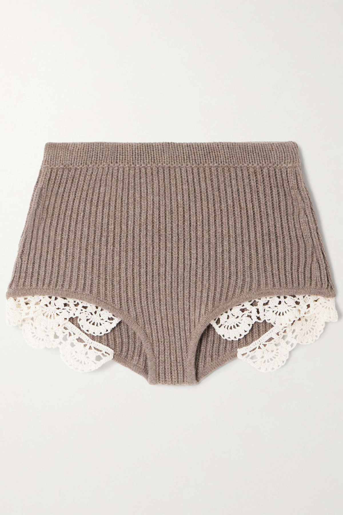 Ardesia Crochet-trimmed Knit Set -Khaki