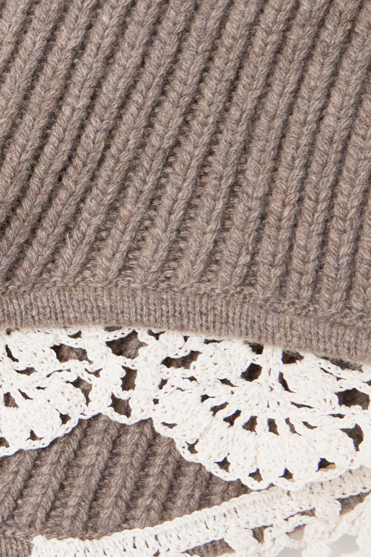 Ardesia Crochet-trimmed Knit Set -Khaki