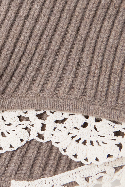 Ardesia Crochet-trimmed Knit Set -Khaki