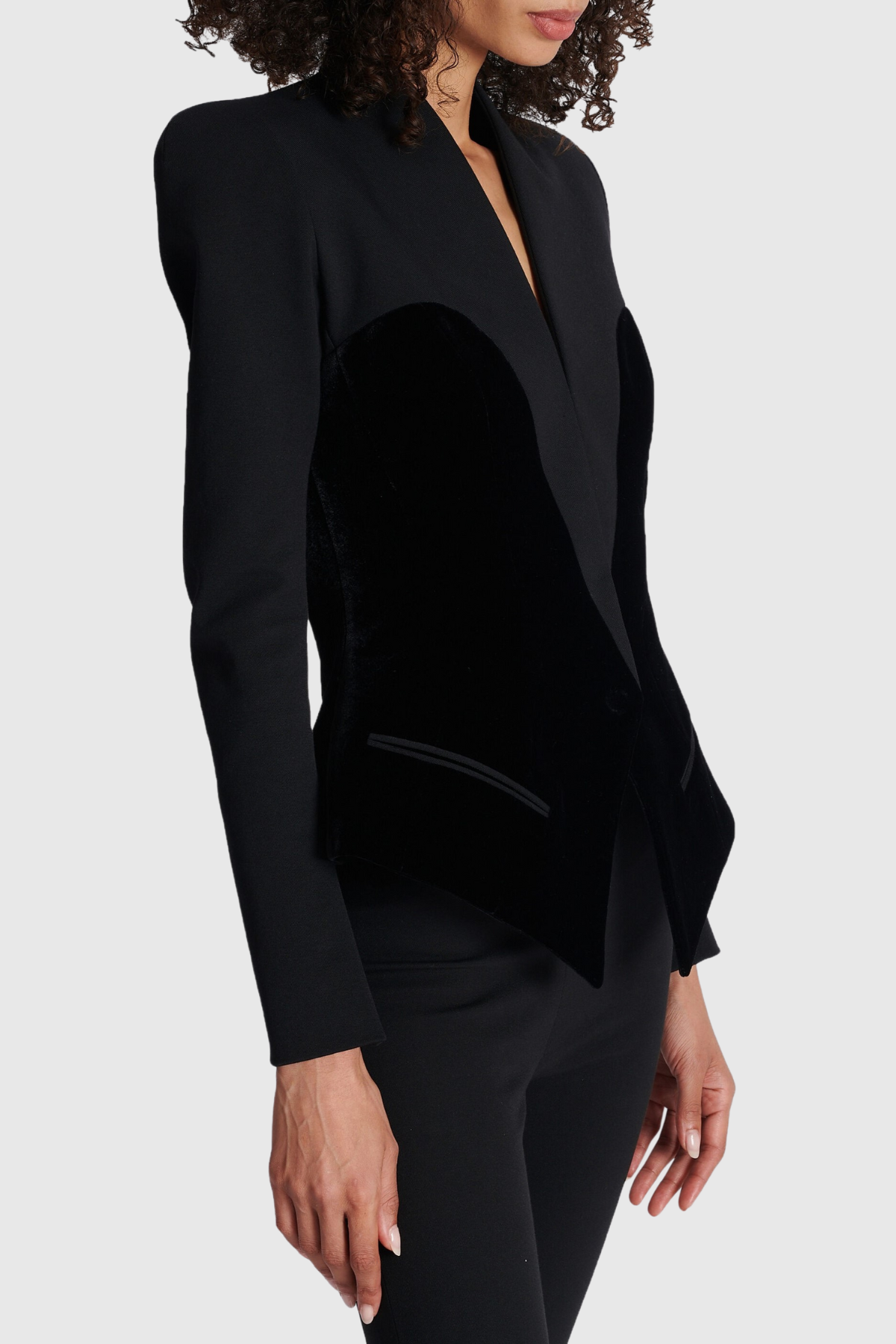 Aress Velvet Collarless Bustier Blazer