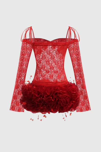 Ariat Lace Floral Appliqué Two Piece Set - Red