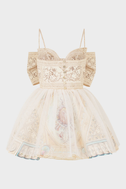 Arla Bow Print Mini Dress