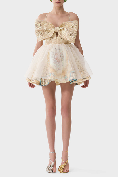 Arla Bow Print Mini Dress