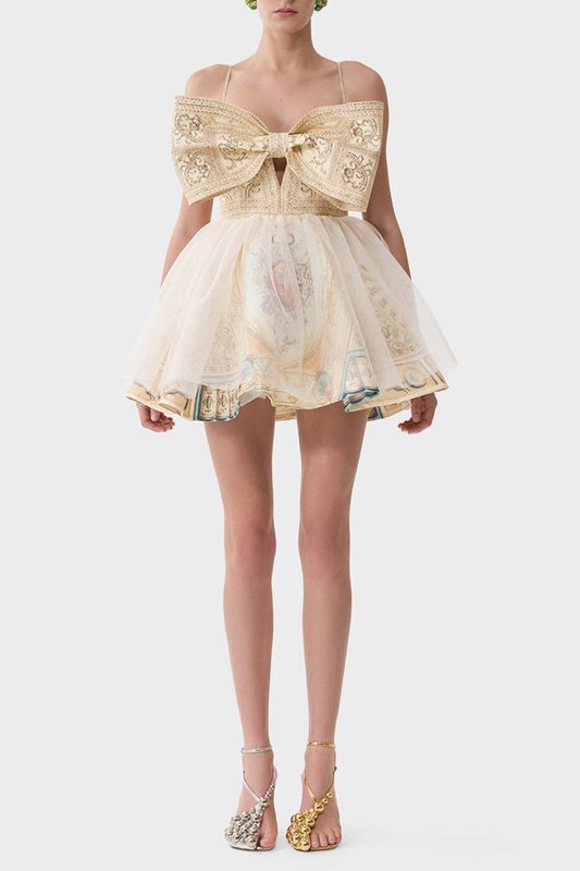 Arla Bow Print Mini Dress