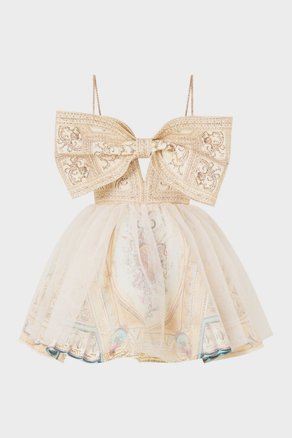 Arla Bow Print Mini Dress