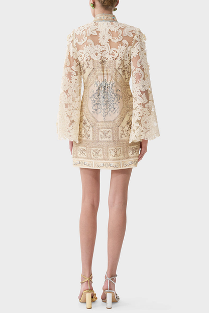 Arla Floral Lace Print Mini Dress