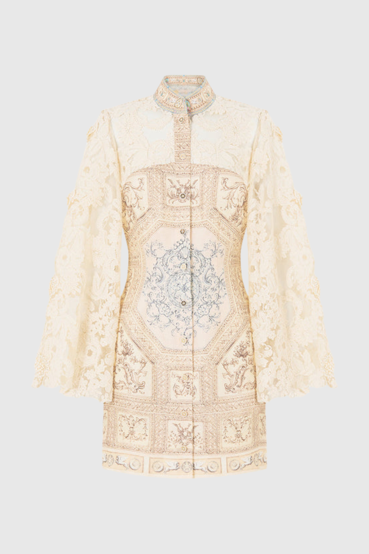 Arla Floral Lace Print Mini Dress