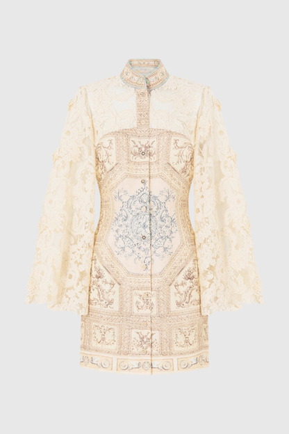 Arla Floral Lace Print Mini Dress