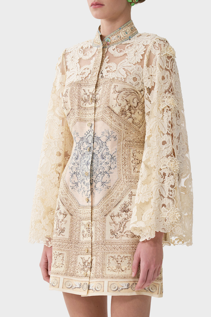 Arla Floral Lace Print Mini Dress