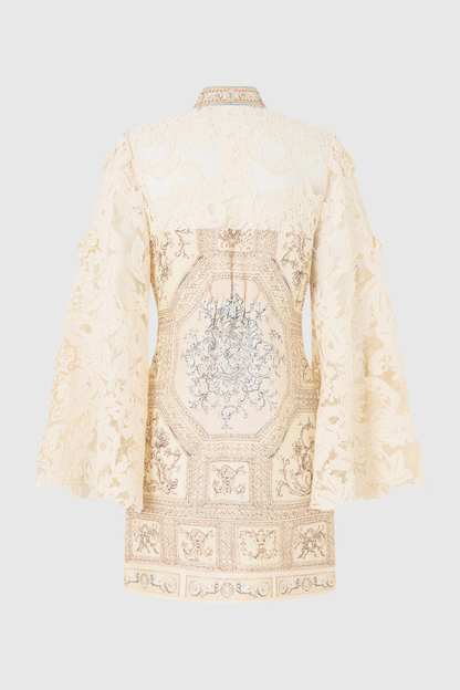 Arla Floral Lace Print Mini Dress