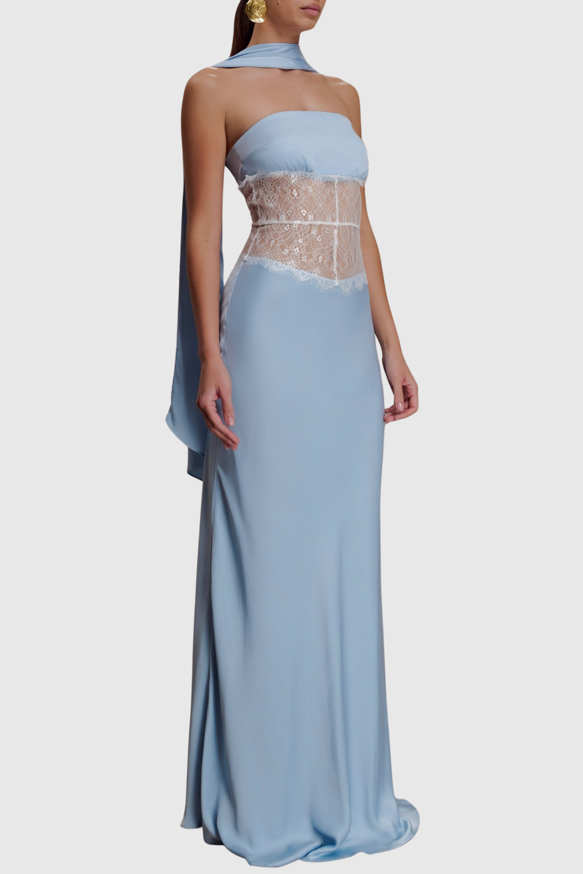 Arrow Strapless Lace Maxi Dress