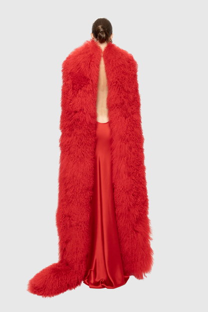 Arroyo Fringe Sleeveless Maxi Dress With Fur Cape
