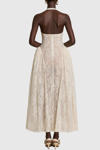 Arshiya Halter Lace Maxi Dress