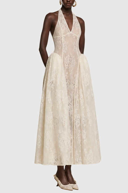 Arshiya Halter Lace Maxi Dress