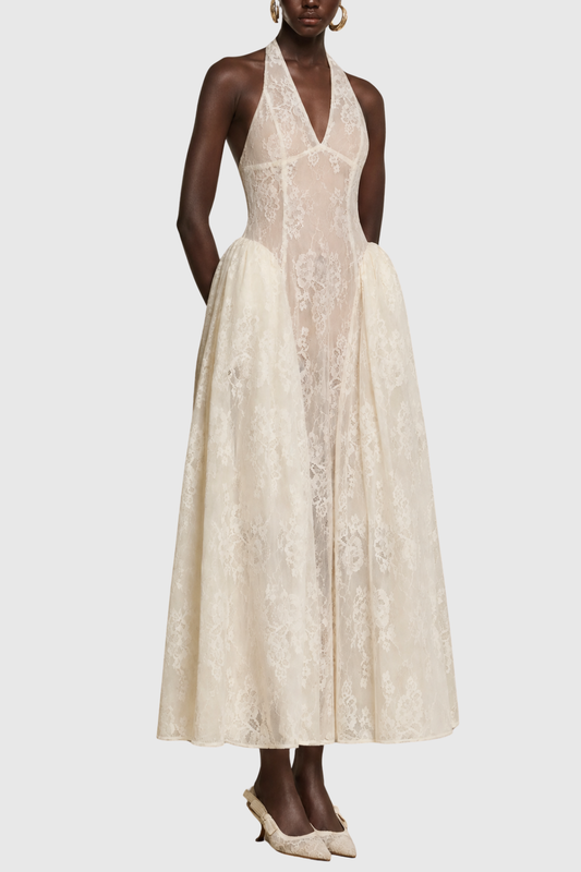 Arshiya Halter Lace Maxi Dress