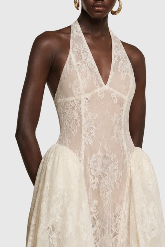 Arshiya Halter Lace Maxi Dress