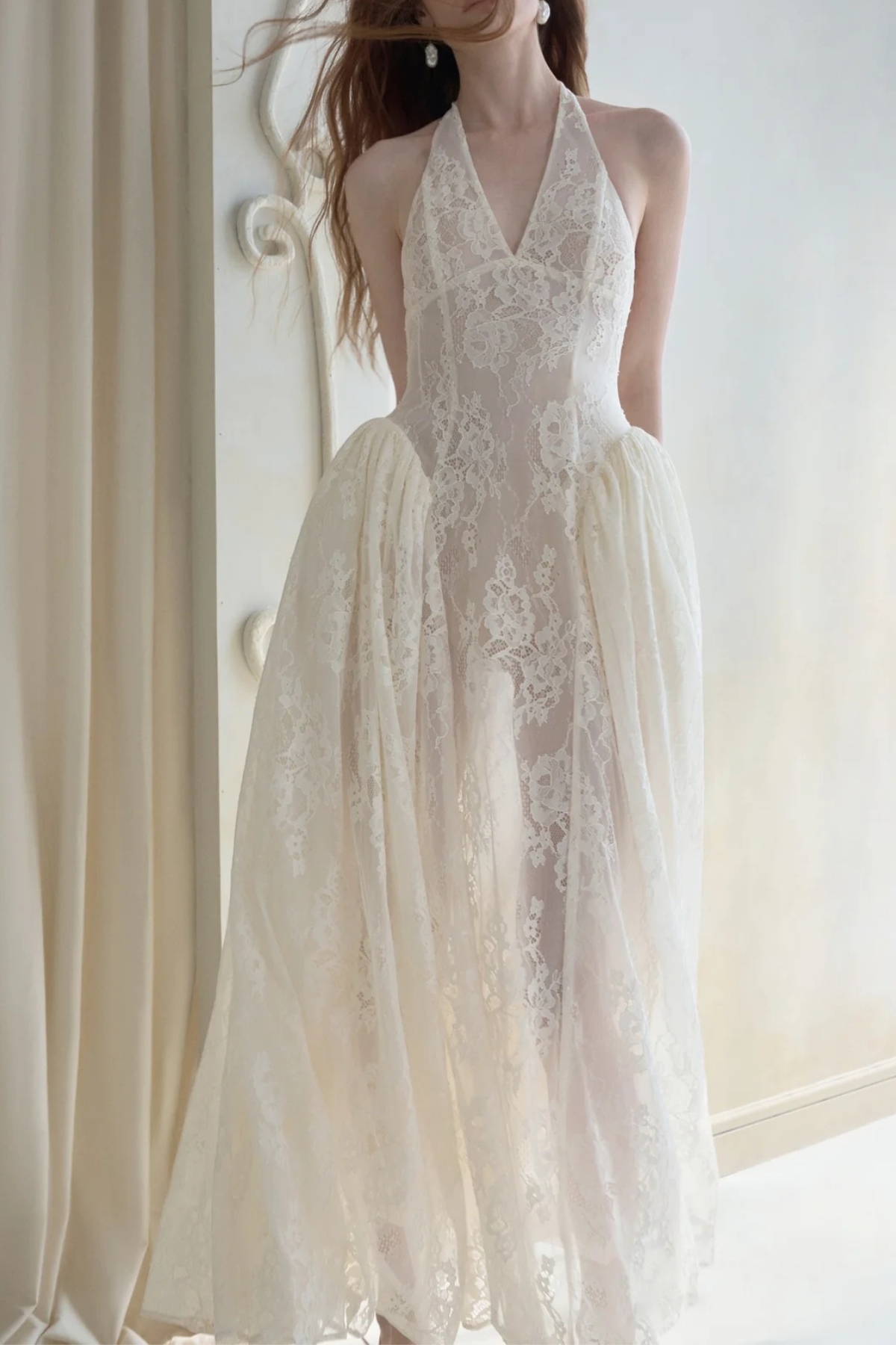 Arshiya Halter Lace Maxi Dress