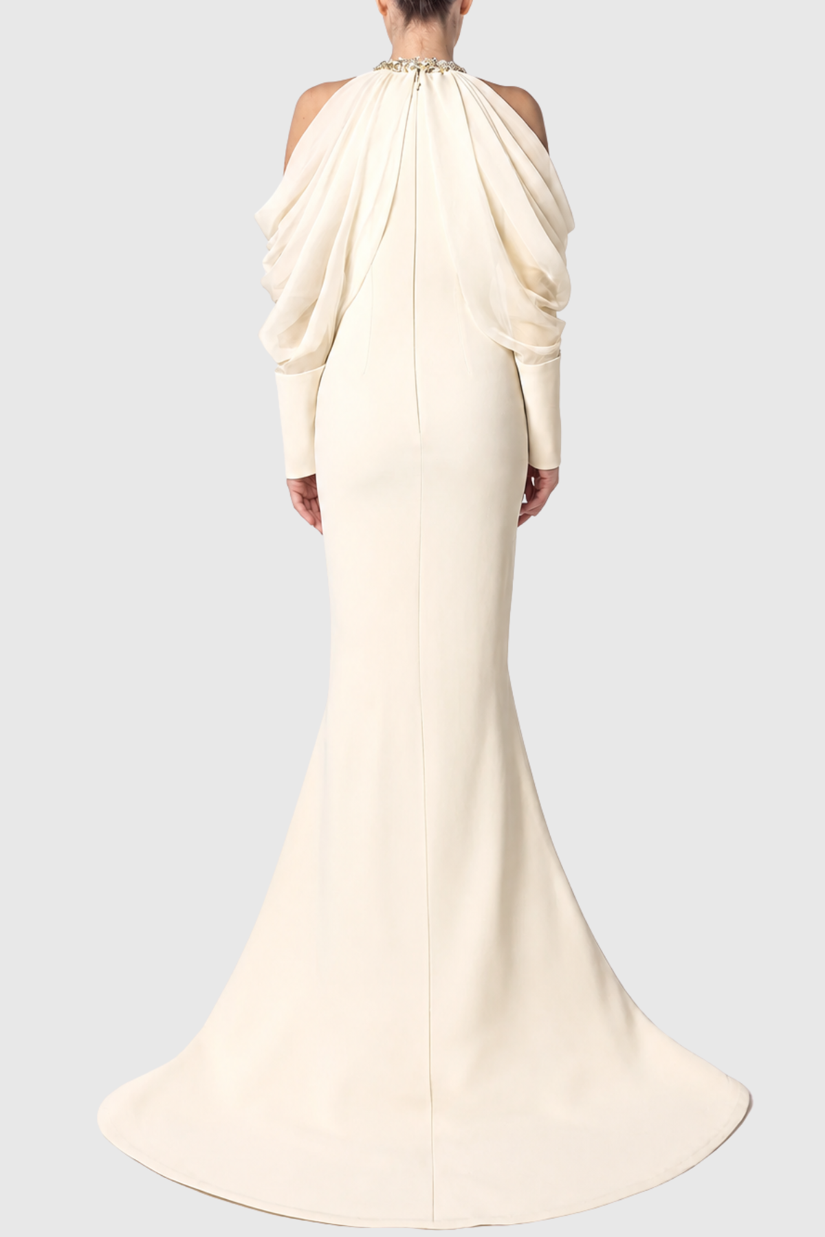 Artemisa Crystal Off Shoulder Mermaid Maxi Dress - Beige
