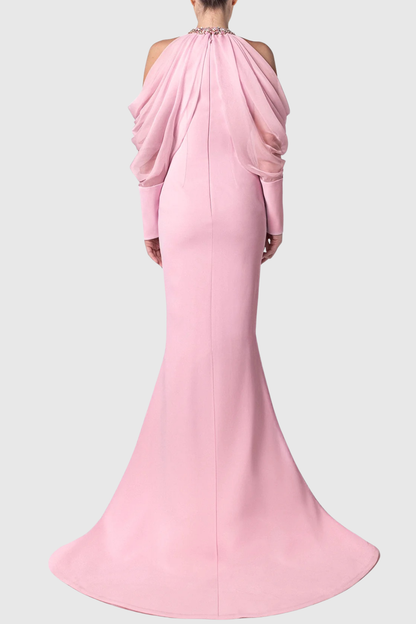 Artemisa Crystal Off Shoulder Mermaid Maxi Dress - Pink