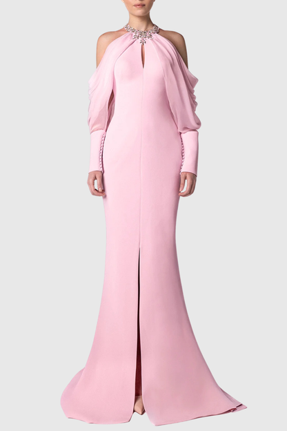 Artemisa Crystal Off Shoulder Mermaid Maxi Dress - Pink