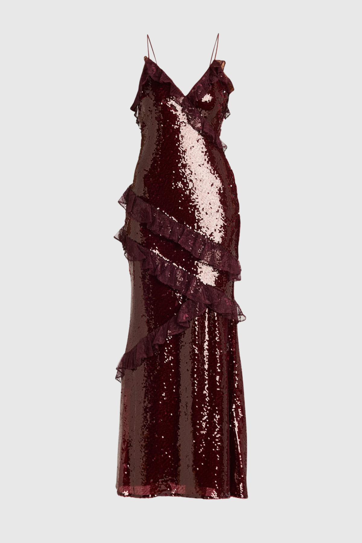 Artia Lace Sequin Maxi Dress - Wine