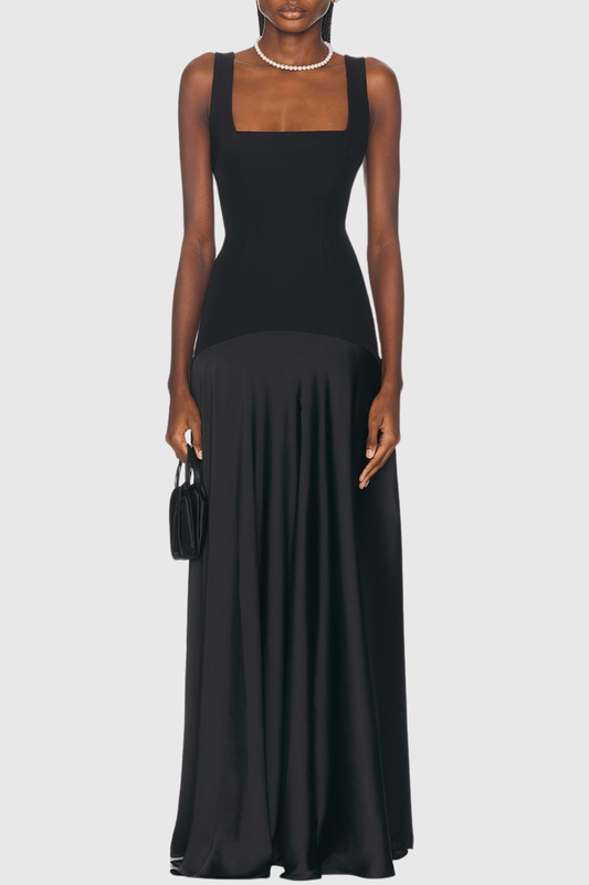 Aruna Curved Hem Maxi Dress - Black