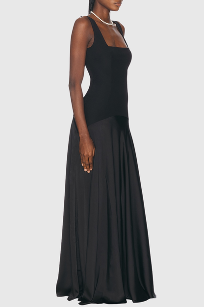 Aruna Curved Hem Maxi Dress - Black