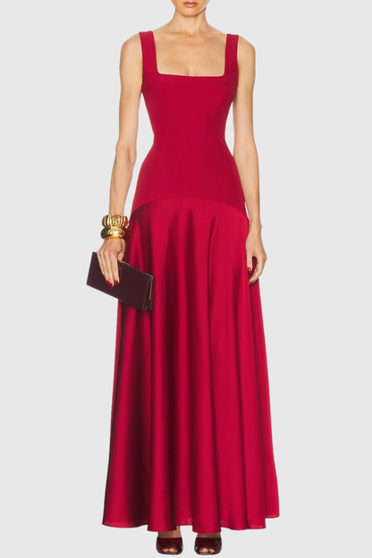 Aruna Curved Hem Maxi Dress - Red