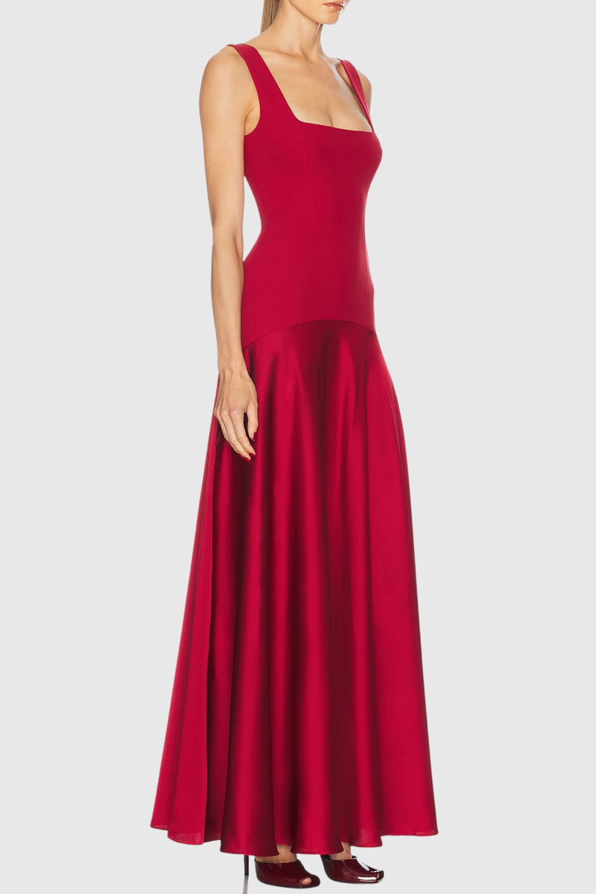 Aruna Curved Hem Maxi Dress - Red