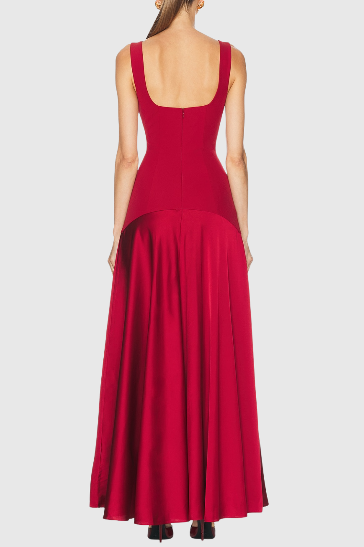 Aruna Curved Hem Maxi Dress - Red