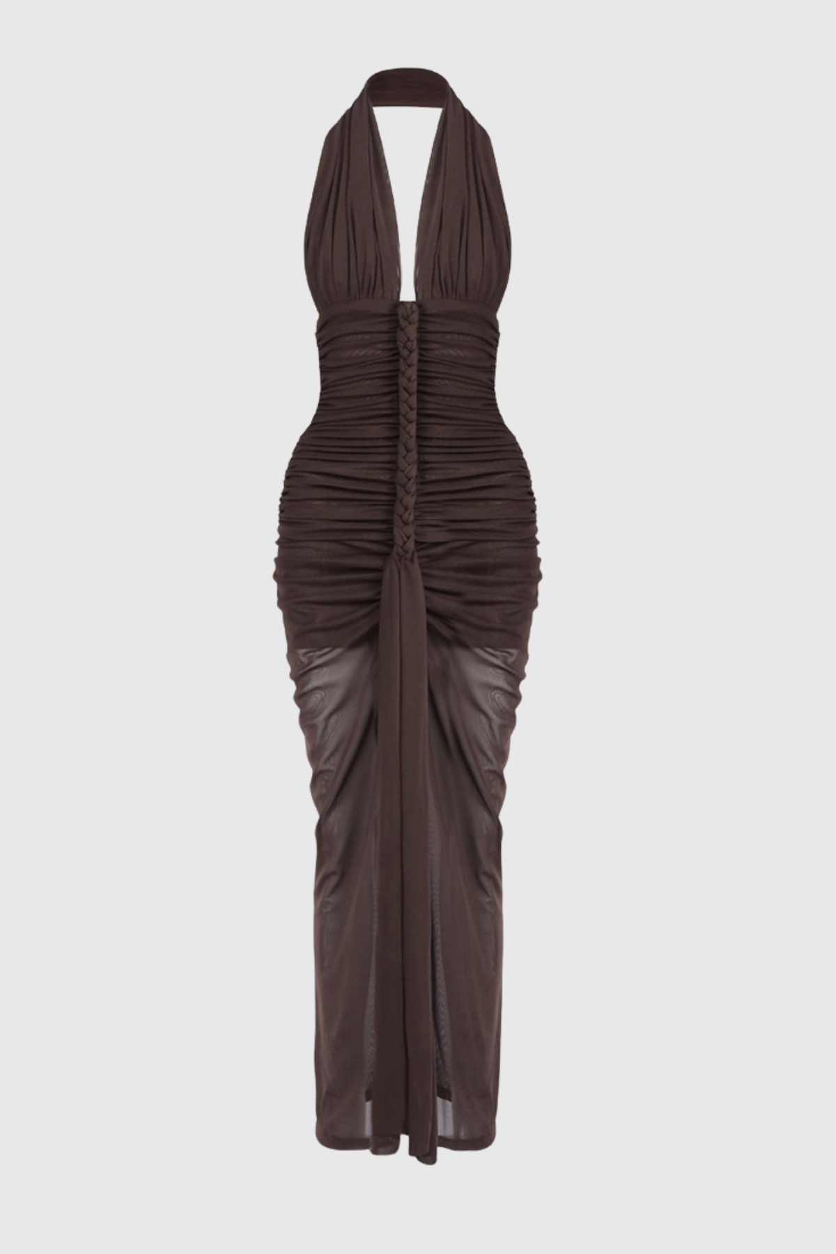 Asenath Halter Rope Ruched Maxi Dress