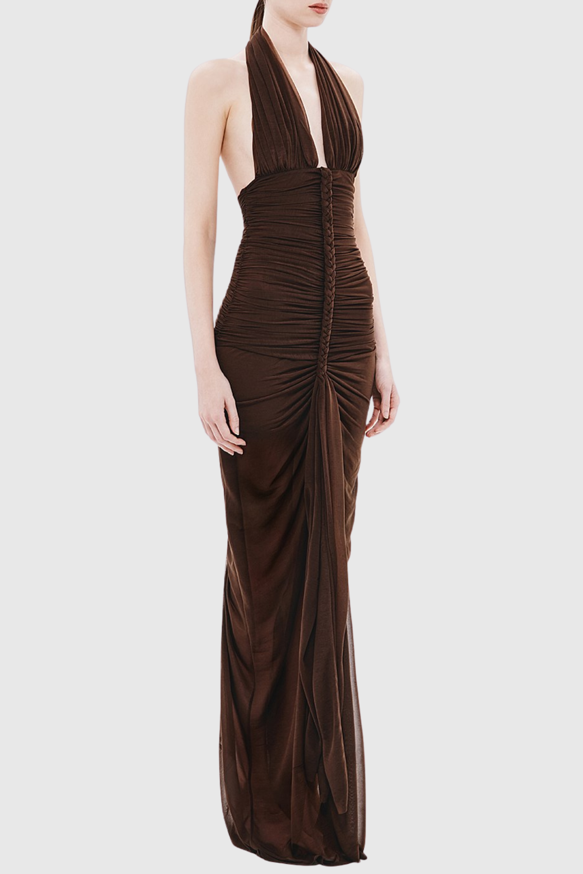 Asenath Halter Rope Ruched Maxi Dress
