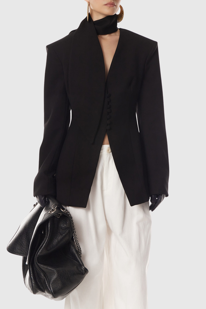Ashton Scarf Collarless Blazer