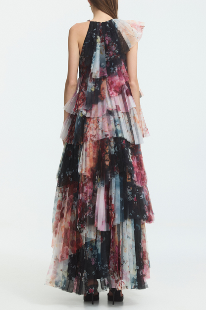 Astoria Floral Tiered Pleated Maxi Dress