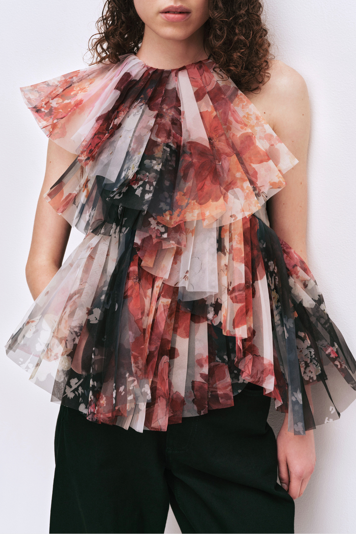 Astoria Floral Tiered Pleated Top