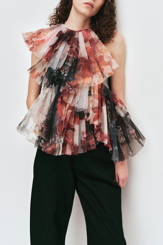 Astoria Floral Tiered Pleated Top