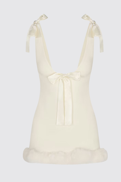 Atalanta Bow Embellished Mini Dress - White