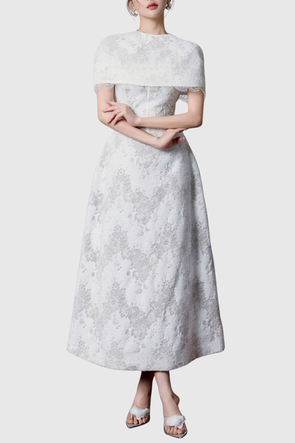 Atanda Lace Corset Cape Maxi Dress
