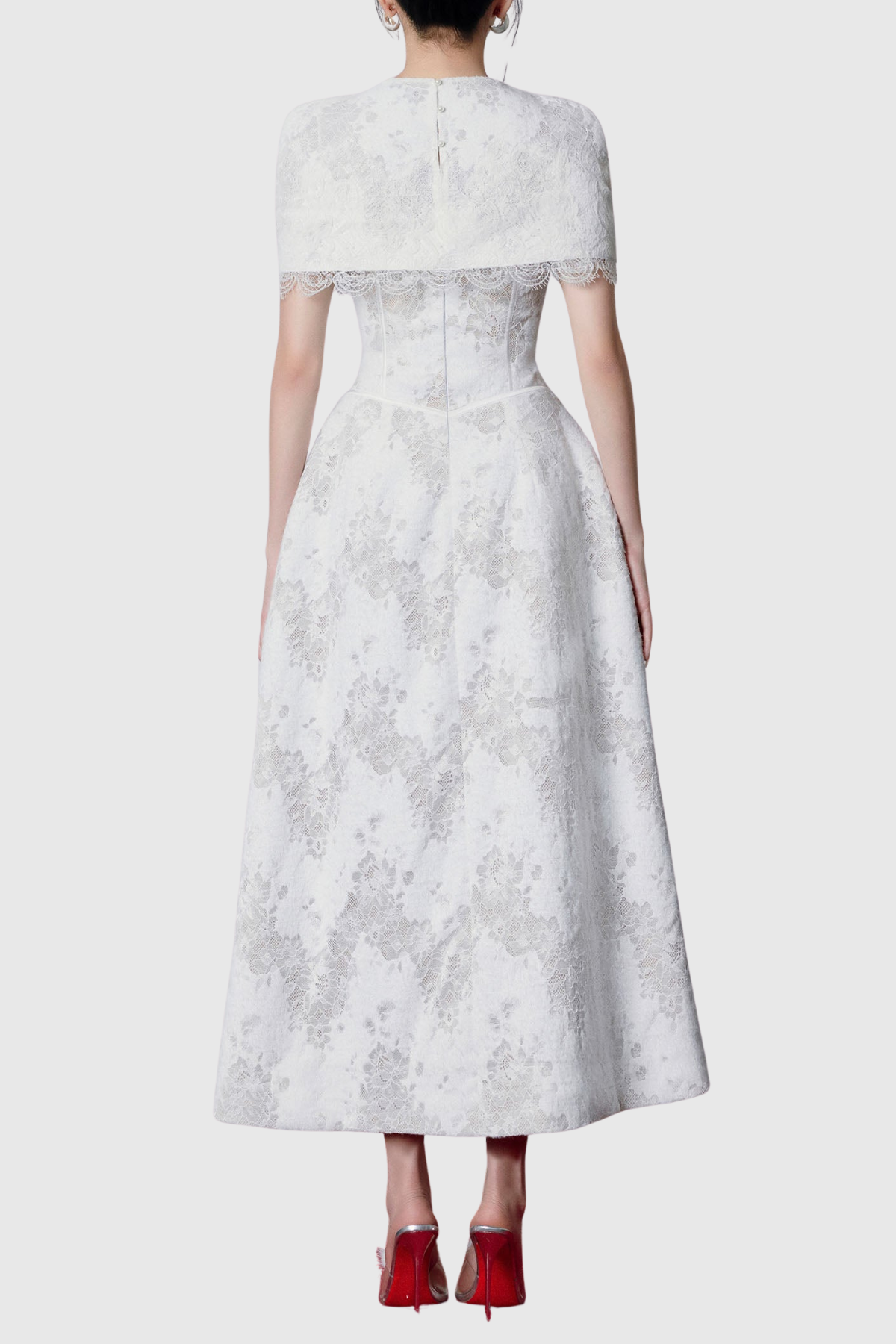 Atanda Lace Corset Cape Maxi Dress