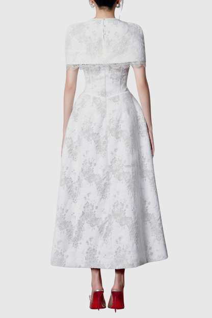 Atanda Lace Corset Cape Maxi Dress