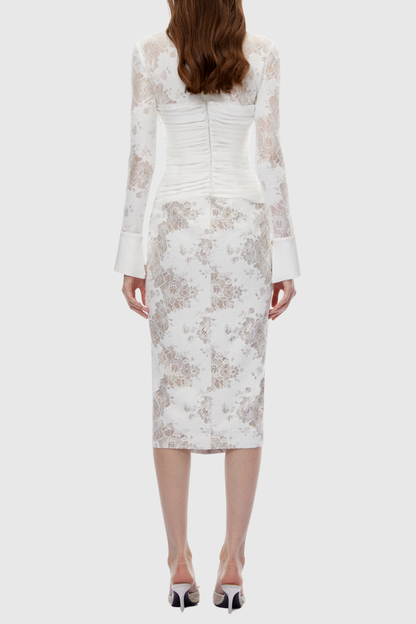 Atanda Lace Wrap Midi Dress