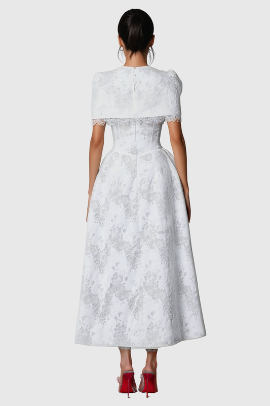Atanda Lace Corset Cape Maxi Dress