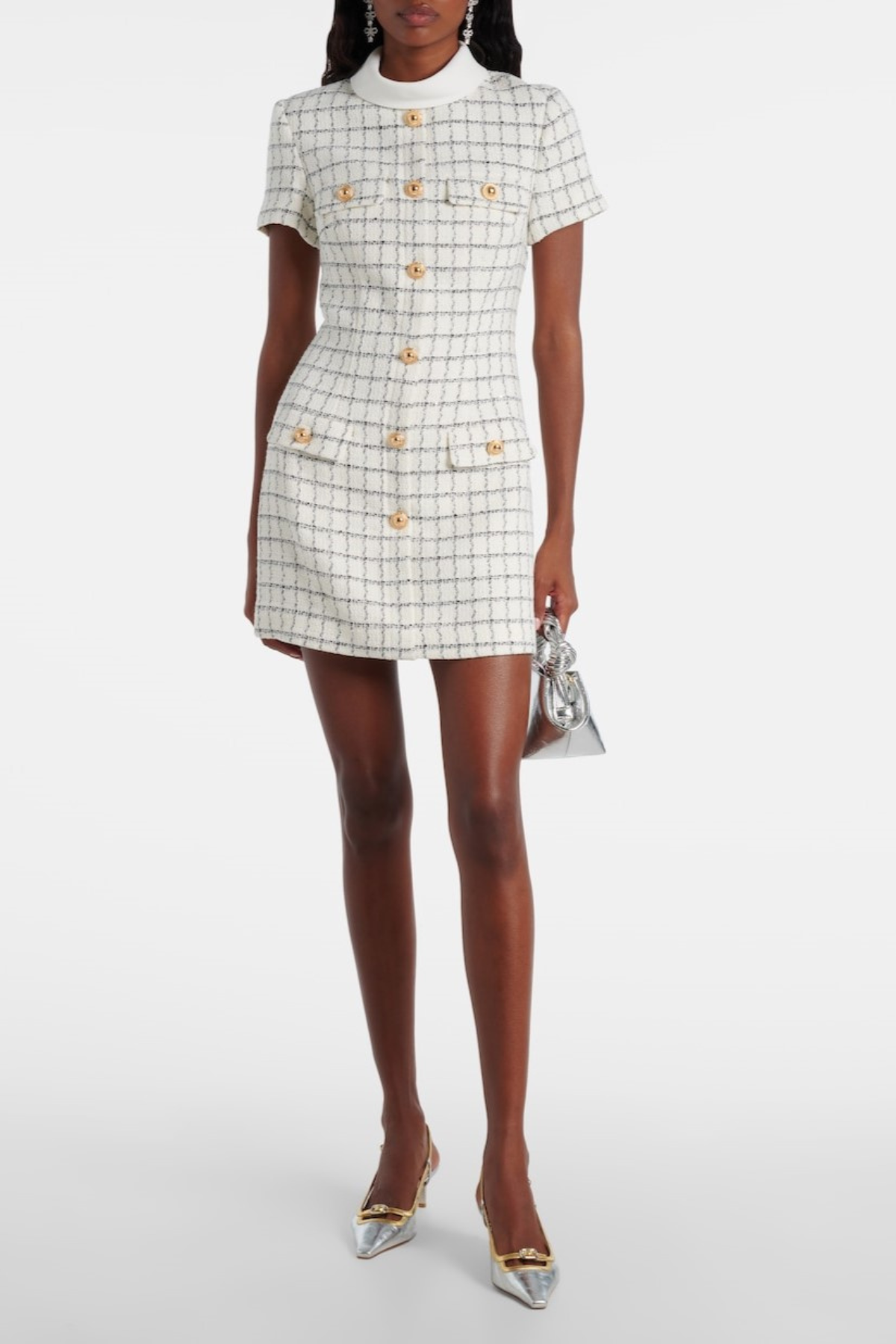 Atarah Tweed Buttoned Mini Dress
