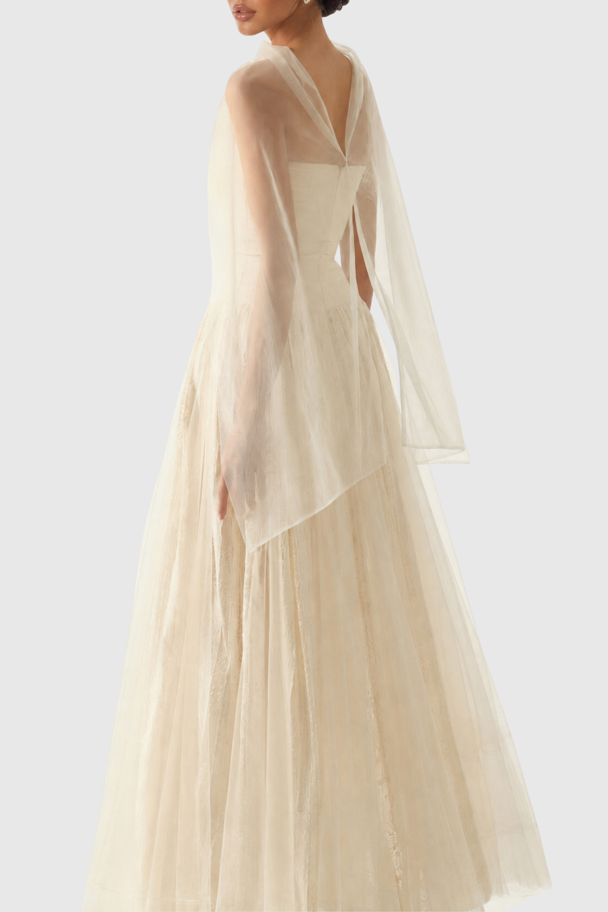 Aterina Strapless Cutout Maxi Dress With Cape