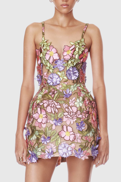 Athaliah Floral Embroidered Mini Dress