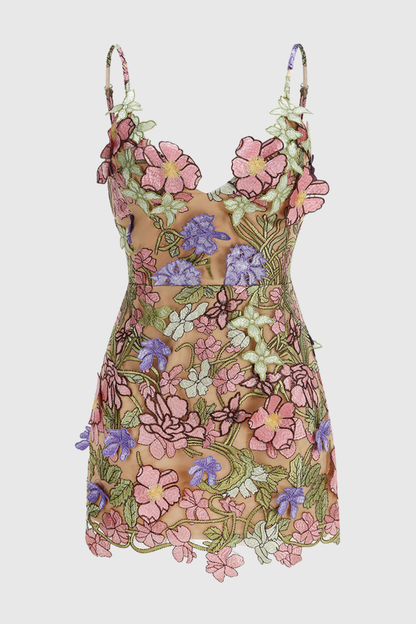 Athaliah Floral Embroidered Mini Dress