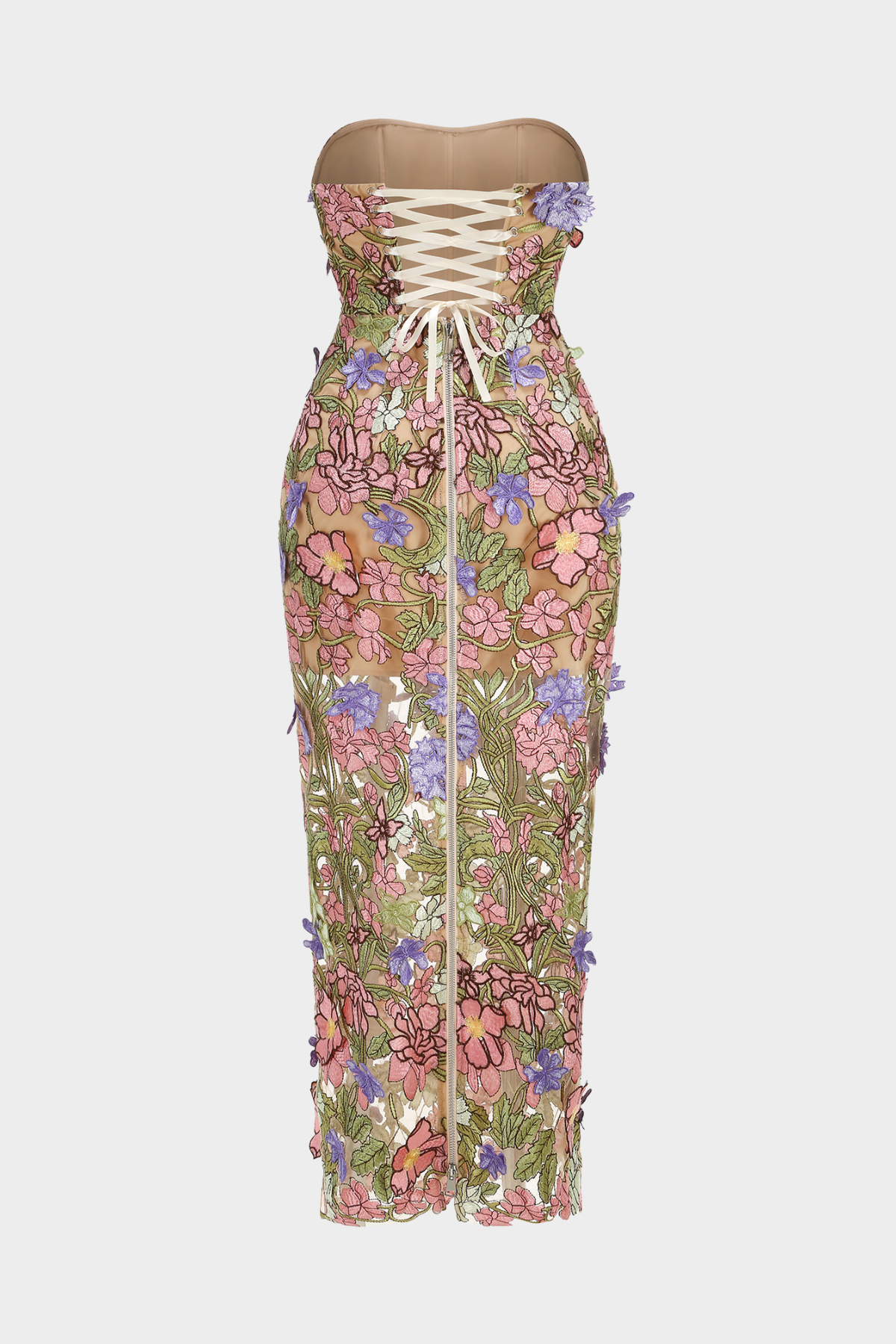 Athaliah Floral Embroidered Strapless Maxi Dress