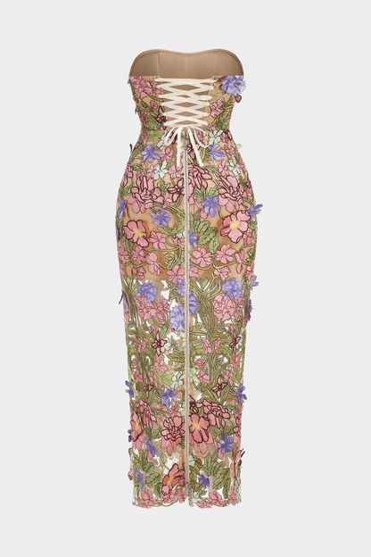 Athaliah Floral Embroidered Strapless Maxi Dress