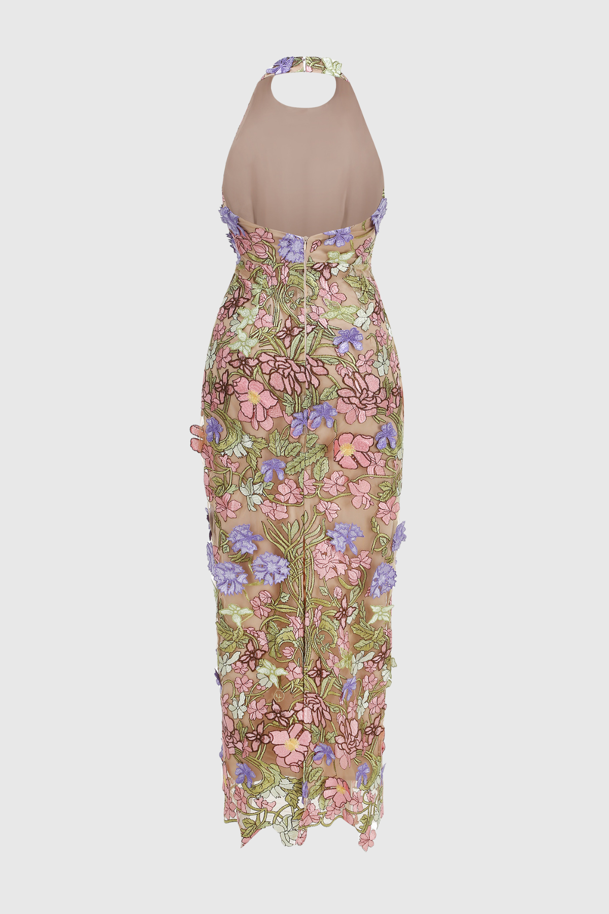 Athaliah Halter Floral Embroidered Maxi Dress