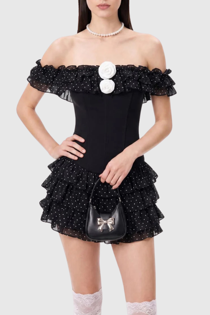 Athilde Off Shoulder Ruffle Mini Dress